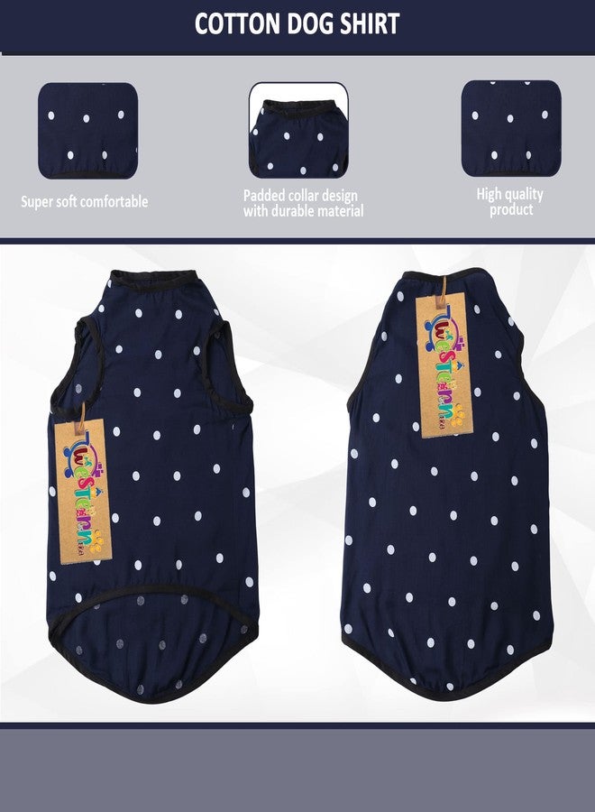 ويستيرن إرا تيشيرت قطني ناعم للكلاب بتصميم مستوحى من العصر الغربي | ملابس مريحة وجيدة التهوية للكلاب | طقم صدرية بدون أكمام للجراء | (أزرق منقط) (صغير) (14 بوصة) - Image 4